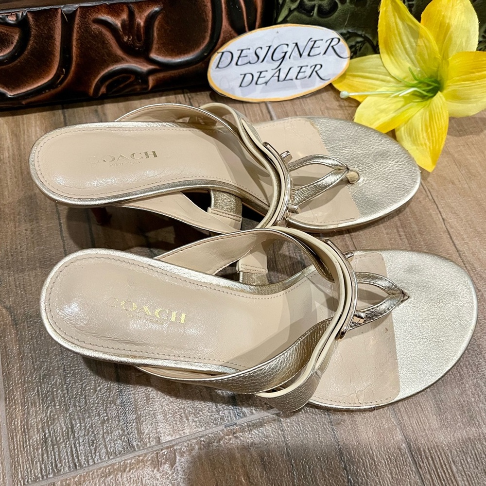 Authentic COACH Olina Gold Sandals Size 6.5B GUC! - Picture 4 of 10